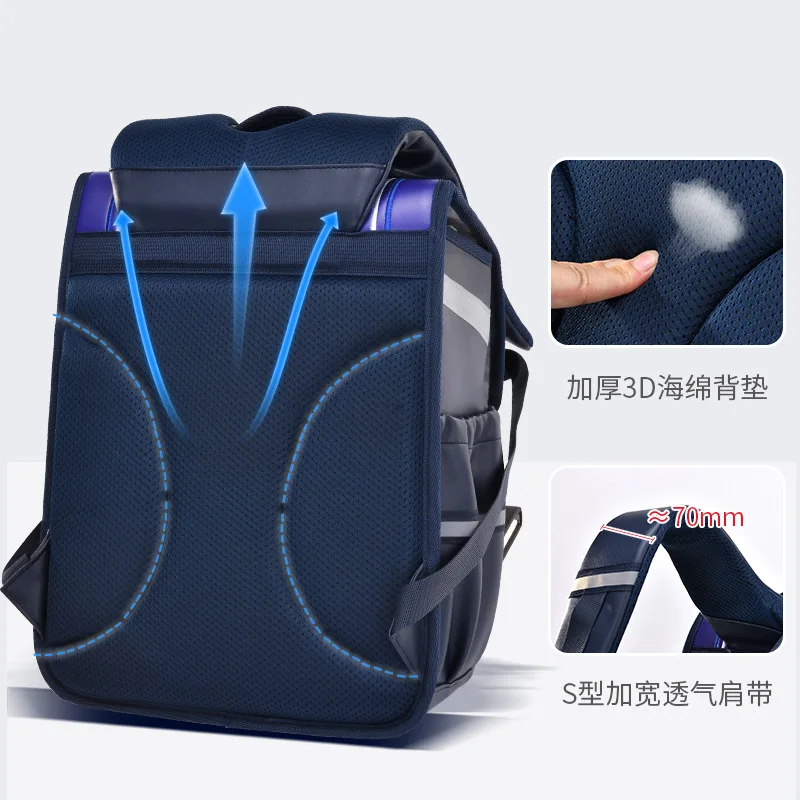 New PU Leather Schoolbag Splash Proof Primary School Flip Bag Large Capacity 6-12 Year Old Space Bag Children's Backpack