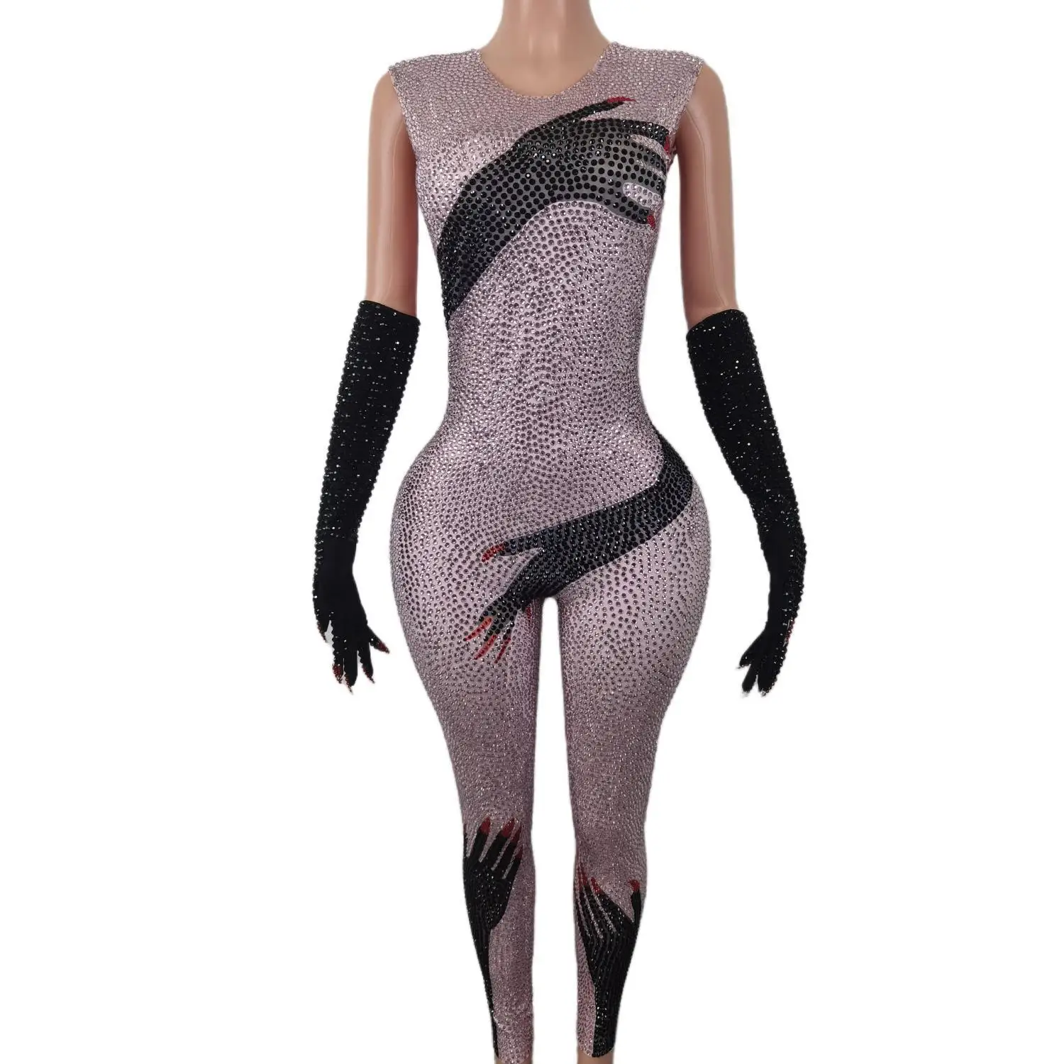 Брендовый дизайнерский женский костюм розового цвета черный комбинезон для рук