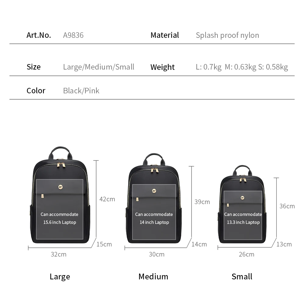 New Backpack Anti Theft Waterproof Laptop Backpack 13.3 14 15.6 Inch Daily Work Business School Back Pack Schoolbag for Women