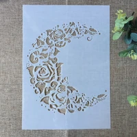 a4 2921cm new moon rose flower diy layering stencils painting scrapbook coloring embossing album decorative paper card template