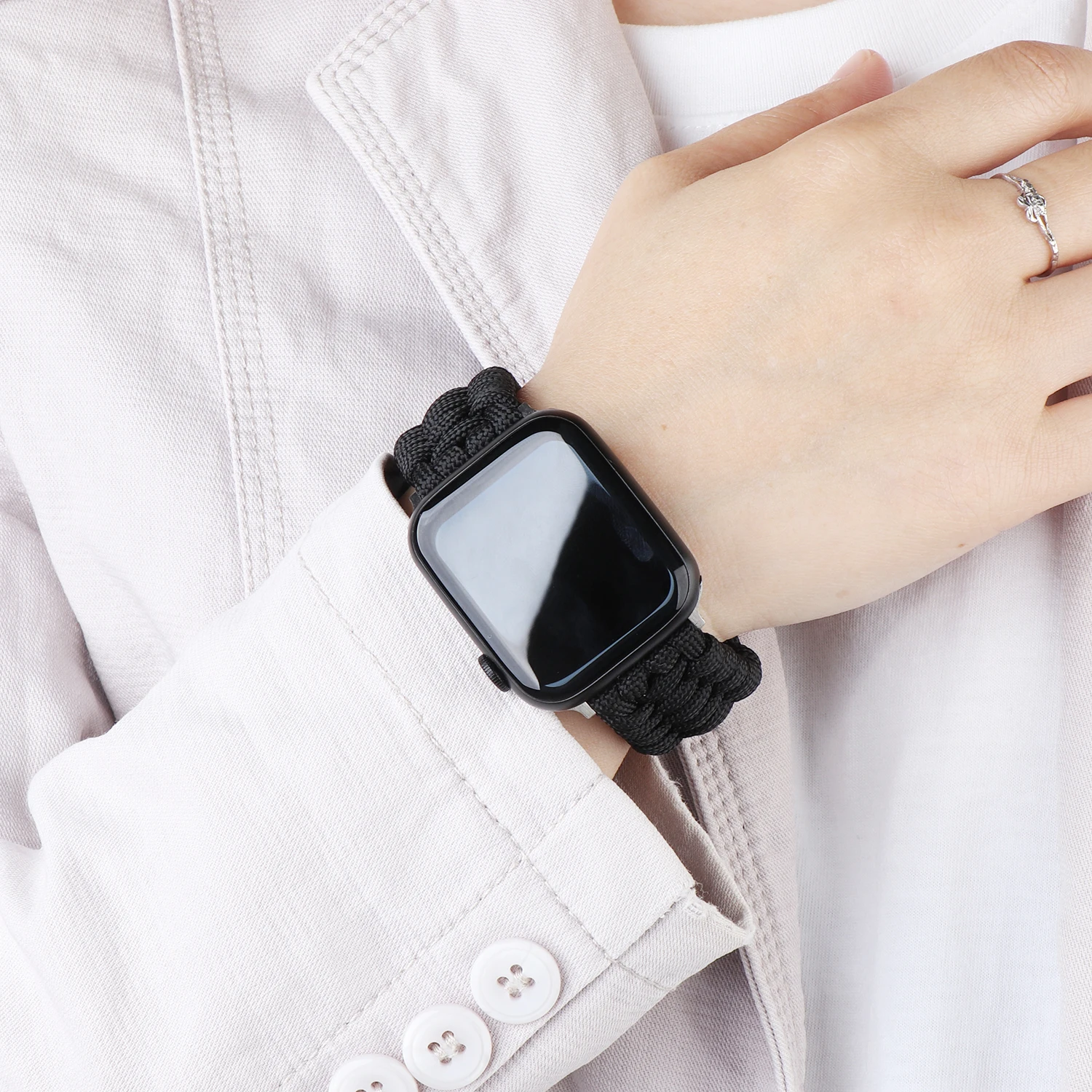 Nylon Umbrella Rope Strap For Apple Watch Band Ultra 49mm 8 7 45mm 41mm Bracelet iWatch Strap Series SE 6 5 4 3 44mm 42mm 40mm