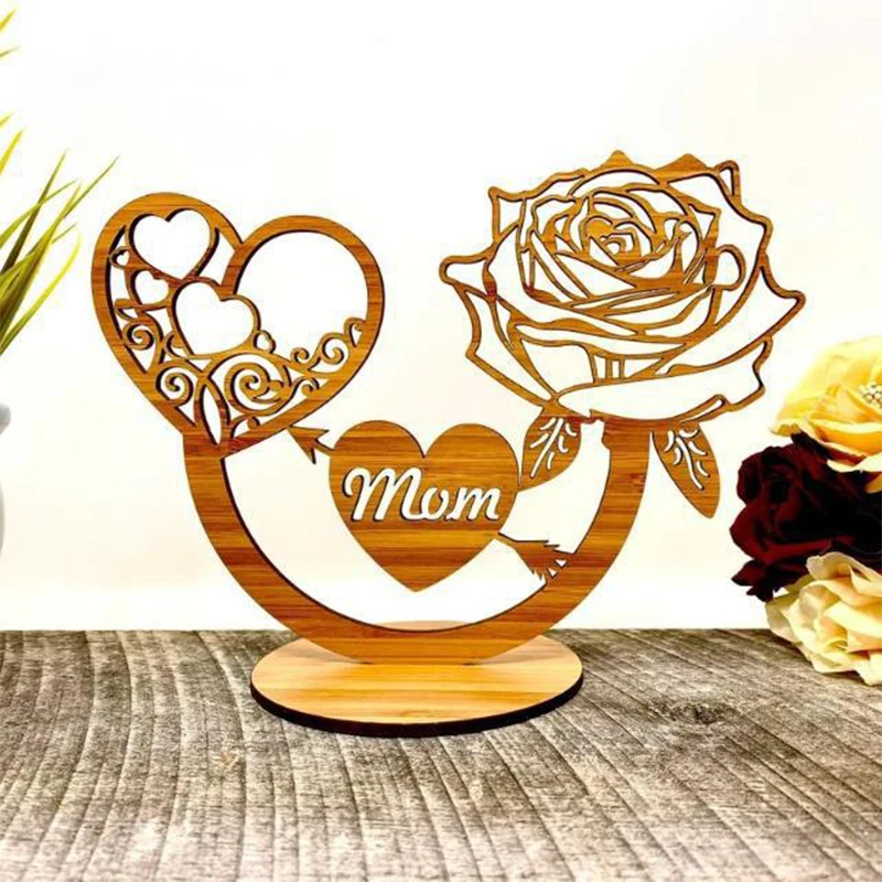 

Mother plot gift love rose wooden ornaments