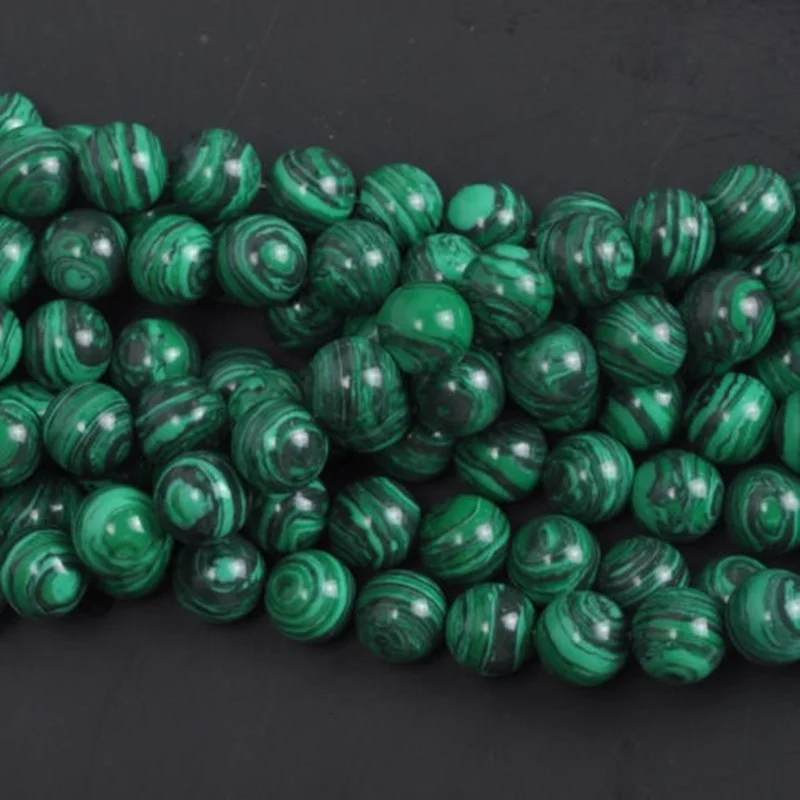 

Green Synthesis Peacock Malachite Loose Beads Natural Gemstone Smooth Round for Jewelry Making