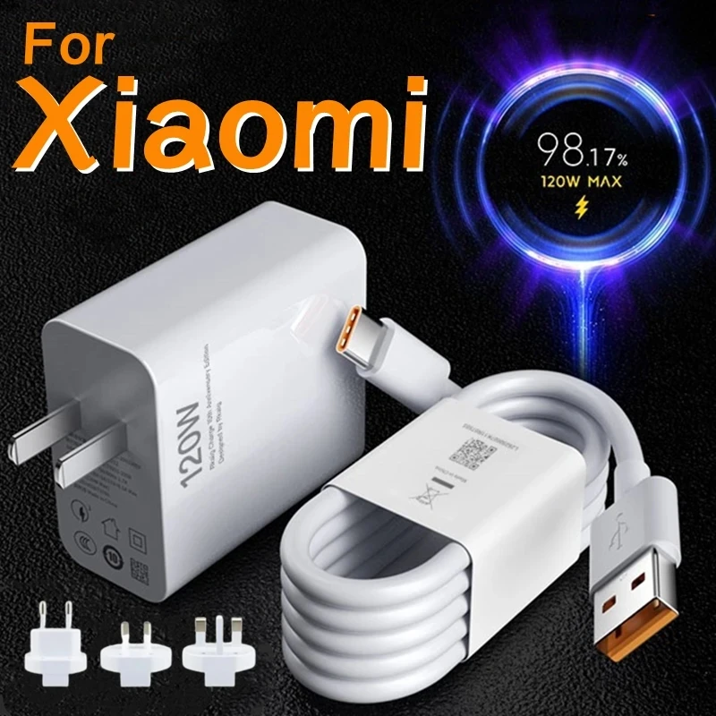120W USB Fast Charger Data Charing Cable Quick Charge 5.0 Phone Charge Adapter for Xiaomi Redmi Huawei Mi Samsung EU/US/UK Plug