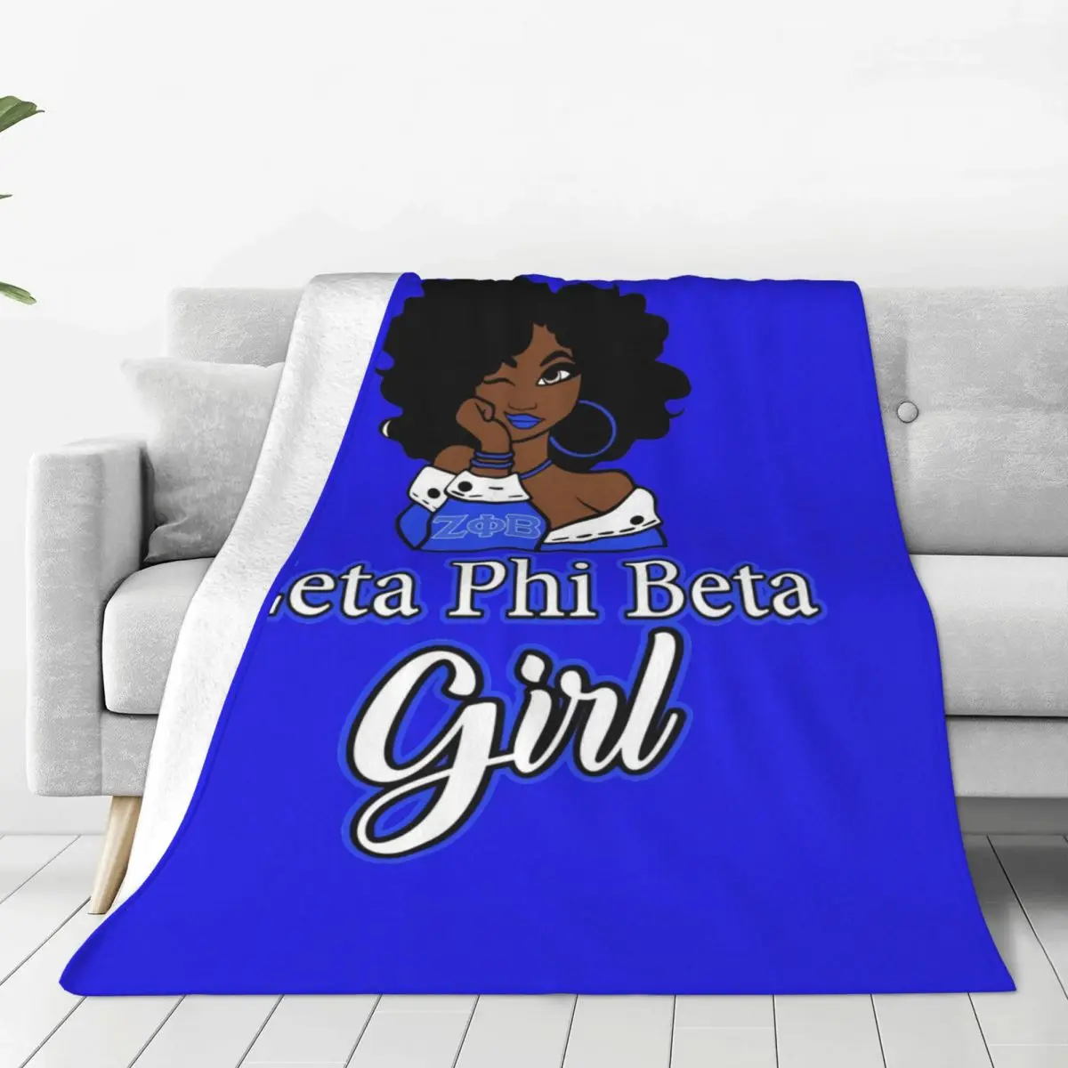 

3D Print Zeta Girl Blankets Comfortable Soft Flannel Autumn Zeta Phi Beta Sorority Throw Blanket for Sofa Office Bedroom
