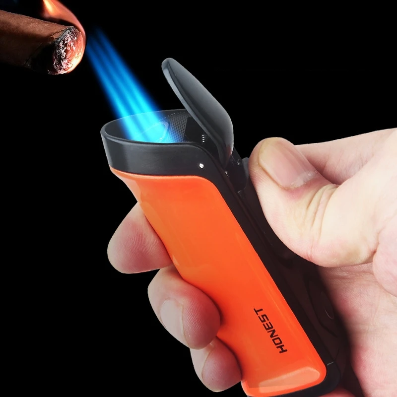 

HONEST Outdoor Windproof Straight Flush Turbo Torch Butane Gas Lighter Cycle Inflatable Flame Adjustable Cigar Tools Men's Gift