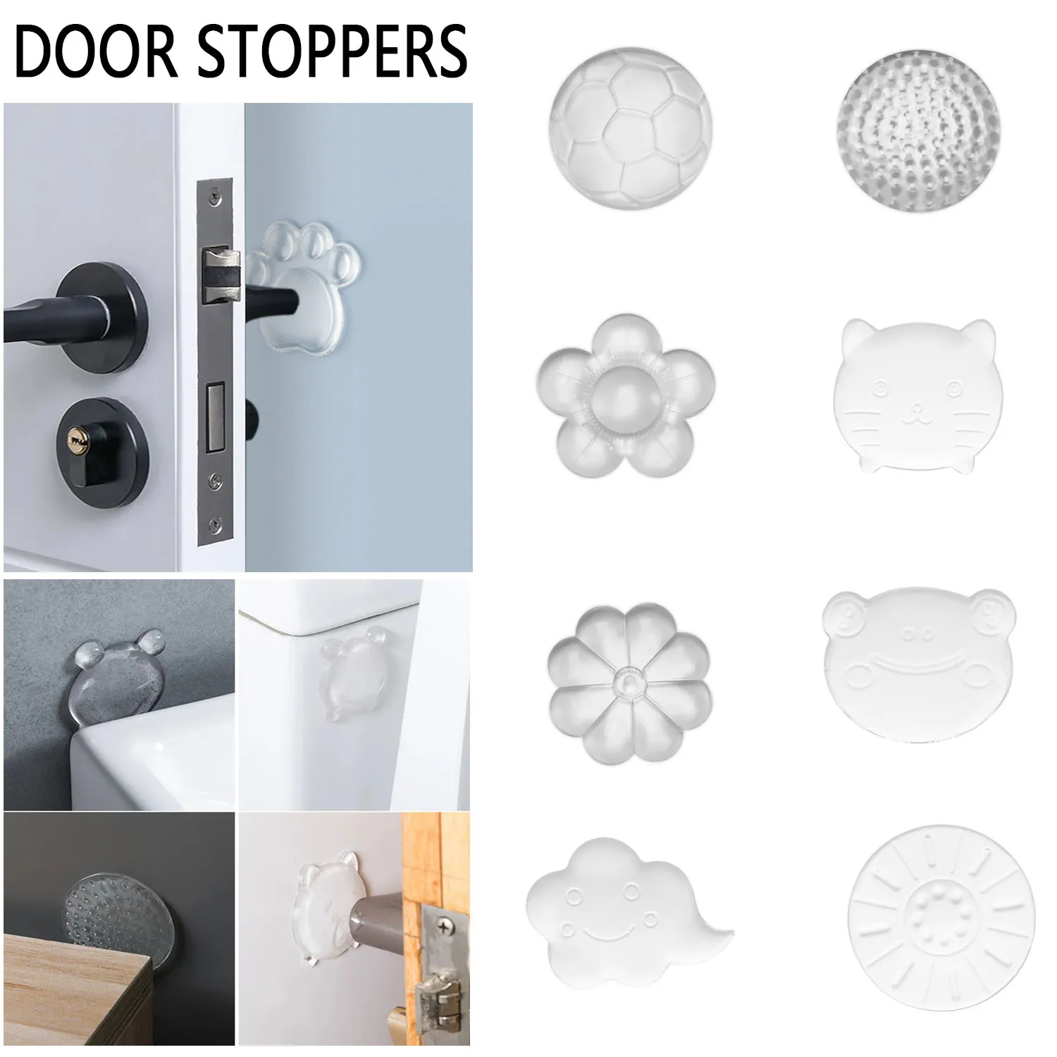 

Door Stoppers Wall Safety Shock Absorber Door Handle Bumpers PU Transparent Wall Starfish Shape Protectors