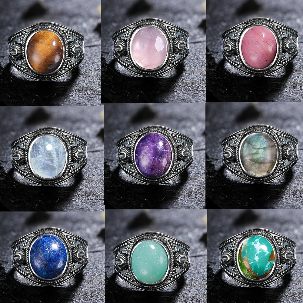 Кольцо из серебра 925 пробы с натуральным тигровым глазом 8x10 мм