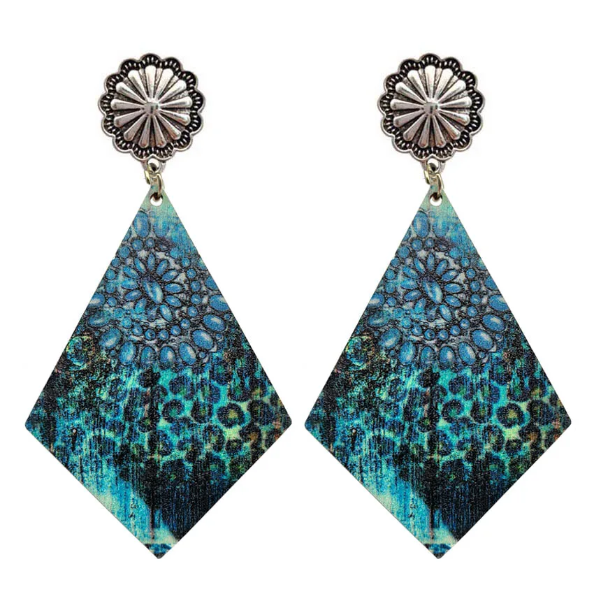 Женские серьги из воловьей кожи с леопардовым принтом