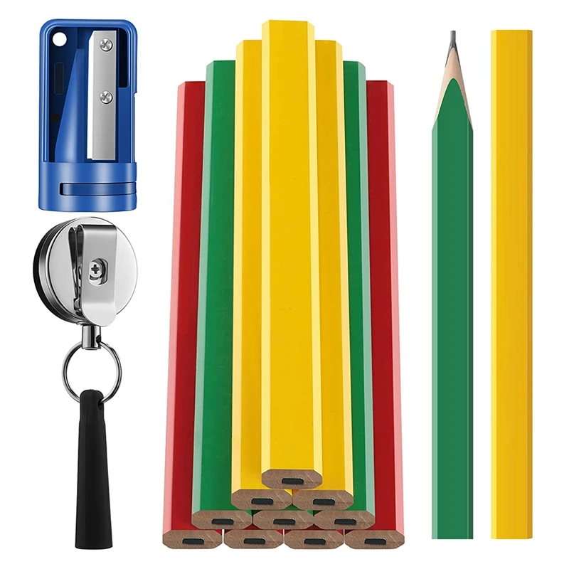 

32 Pieces Construction Pencil Carpenter Pencil Woodwork Pencil Cutter Retractable Pencil Holder Marking Tool