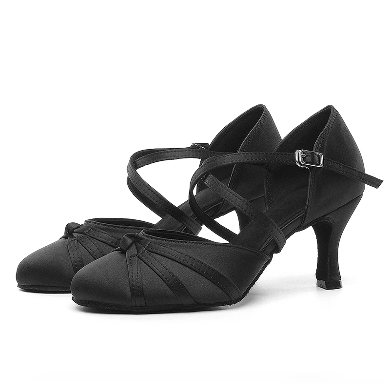 Women's Shoes Ballroom Latin Dance Shoes For Ladies Girls Moden Tango Dancing Shoes Salsa Closed Toe Black High Heels Customized
