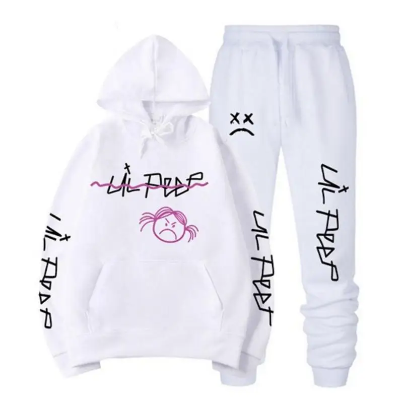 Rip Lil Peep Hoodie Sweatshirt Sets Mannen/Vrouwen Winter Warm Fleece Hoodies Sweatshirts+Joggingbroek Suits Hip Hop Trui hooded