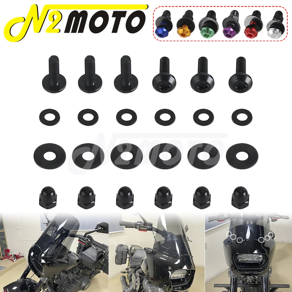 6 шт. мотоцикл лобовое стекло T25 болт 7 цветов для Harley Мемфис оттенки Road Warrior