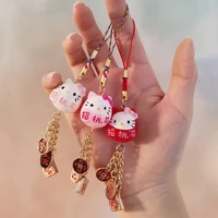 mobile phone lanyard cute lucky cat pendant antique pendant short pendant key anti lost hanging chain peach blossom pendant