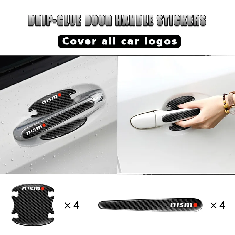 

8Pcs Car Doorknob Scratches Protection Sticker for Nismo R34 Gtr Emblem Watch Nissans Tiida Teana R32 Qashqai Car Accessories