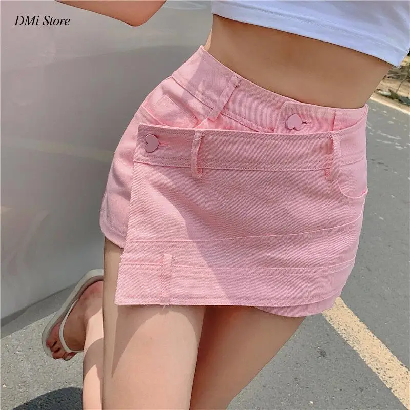 Ladies Trousers Leisure Stylish High Waist Shorts Women Summer Skinny Solid Denim Irregular Fashionable Holiday Korean Version