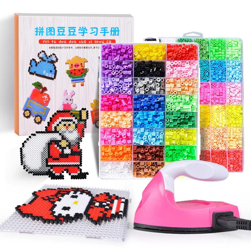 5mm/2.6mm Perler Beads Kit Hama Bead Whole Set with Pegboard and Iron 3D Puzzle DIY Toy Kids Creative Handmade Craft Toy Gifts