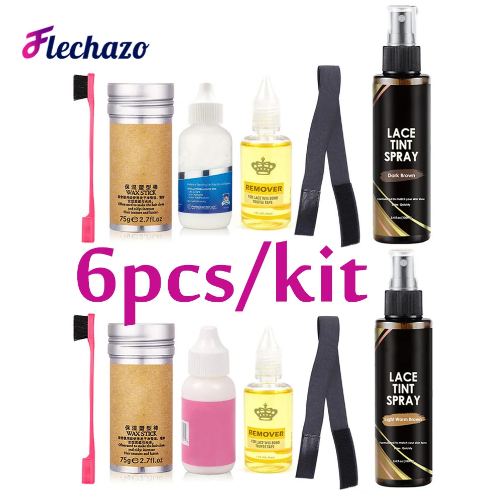 Waterproof Lace Wig Glue Kit For Lace Front Wig Hair Bond Glue Adhersive Wax Stick Lace Tint Spray Edge Brush Lace Melt Band