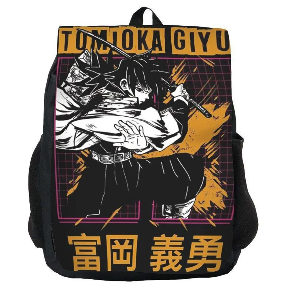 

Demon Slayer Kamado Tanjiro Tomioka Giyun Agatsuma Zenitsu Anime Character Print Stylish Large Capacity Casual Student Backpack