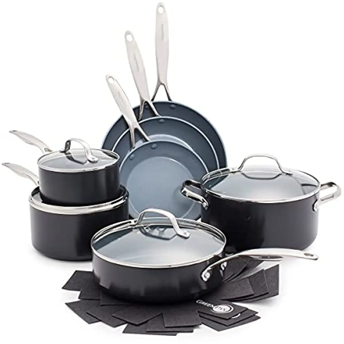 

Valencia Pro Hard Anodized Healthy Ceramic Nonstick 11 Piece Cookware Pots and Pans Set, PFAS-Free, Induction, Dishwasher Safe,