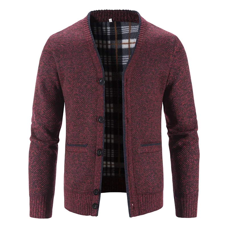 brand Men's Knitwear Cardigan Autumn Winter Sweater Men Fashion Casual V-neck Button Cardigan Solid Loose Fluff Catch Warm Coats