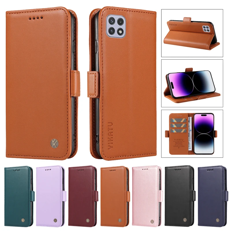 

Magnetic Flip Stand Phone Case For Samsung Galaxy A22 (A22s) 5G SM-A226B/A22 4G A225F Business Leather Wallet Cover Card Bags