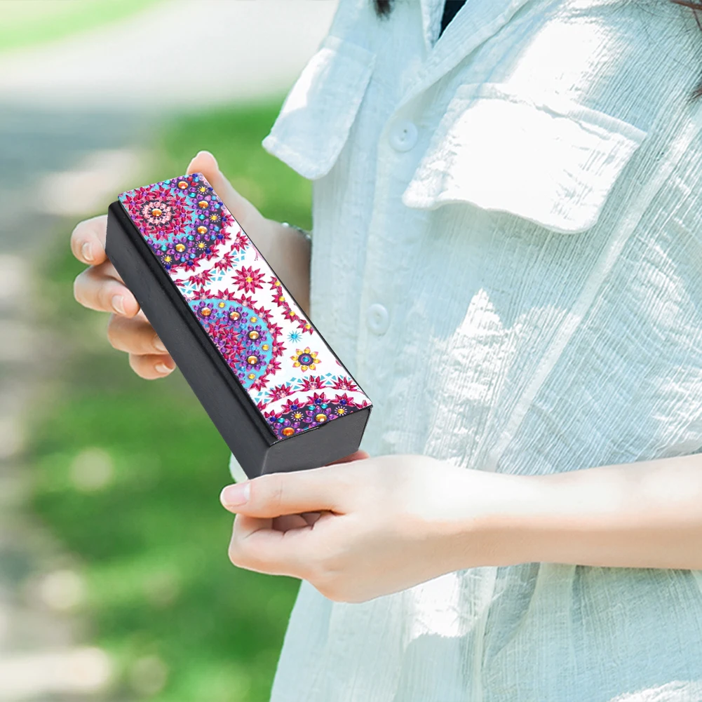 Сделай сам алмазная живопись кожаный футляр для очков путешествий хранения