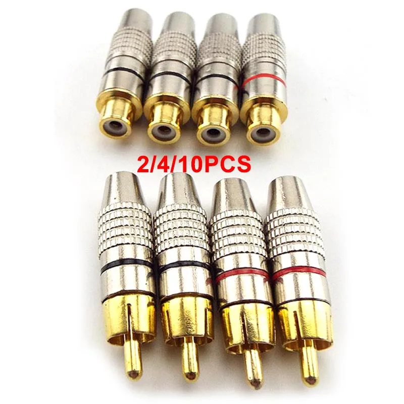 2/4/10pcs Gold plated RCA male Female Jack Plug Connector Audio Video Adapter rca Female male Convertor for Coaxial Cable