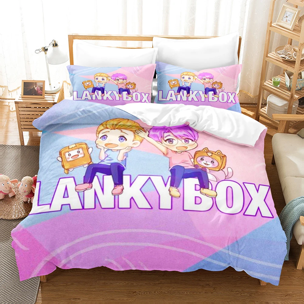 

Lankybox Bedding Set Cartoon Single Size Duvet Cover Cute Pink Yellow Bed Linen Double Queen For Girls Kids Bedroom Decor
