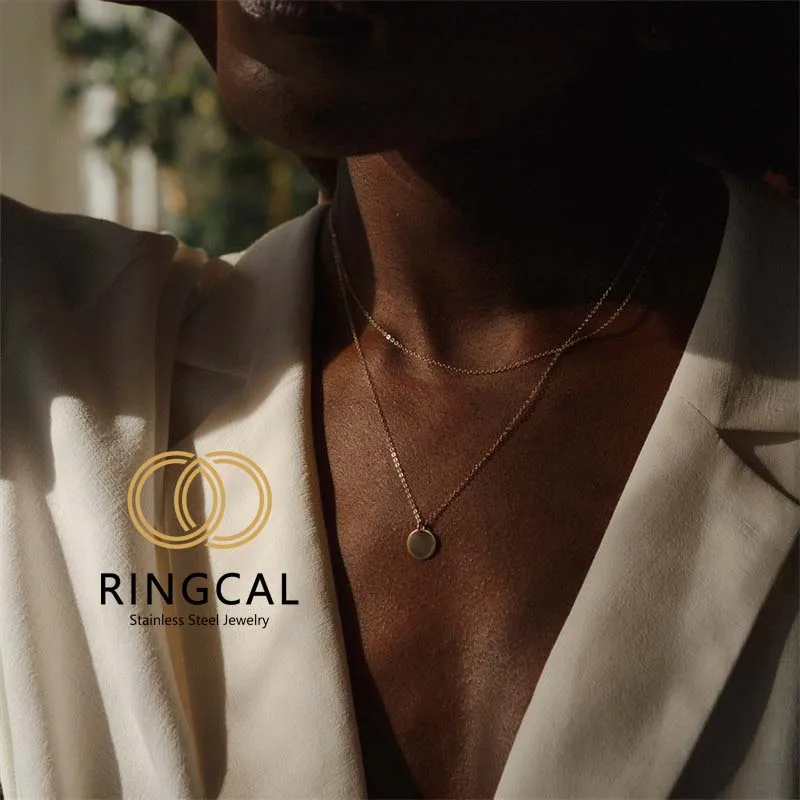 

Колье женское из нержавеющей стали под золото 14 к, 2 шт.