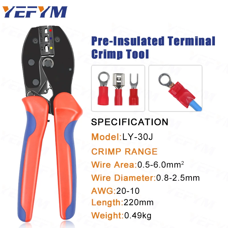 LY-30J обжимные инструменты плоскогубцы для 22-10 AWG 0 5-6.0mm2 изолированных