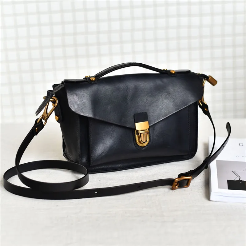 Fashion vintage luxury natural genuine leather female crossbody bags high quality real cowhide handbag women's work handbags