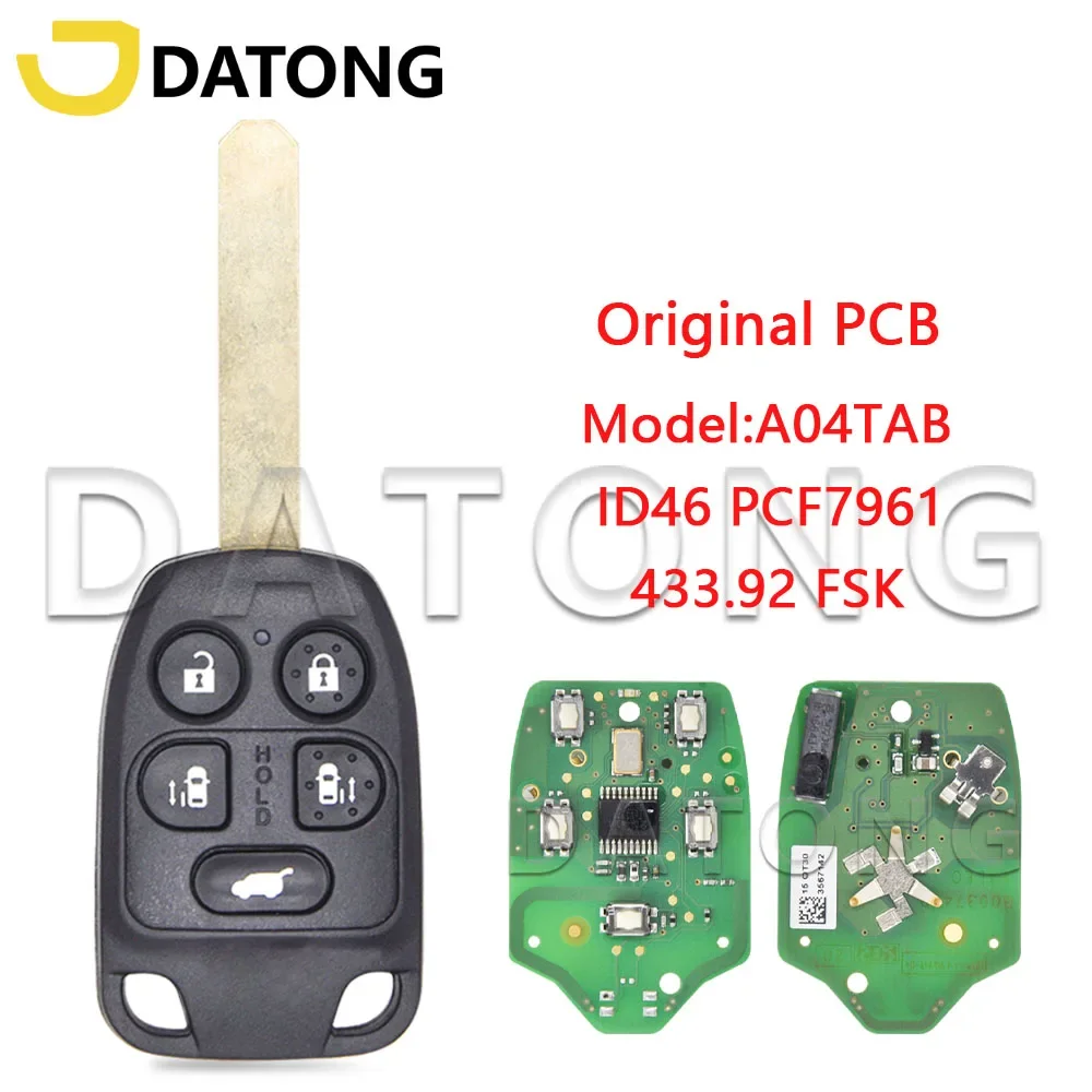 

Автомобильный пульт дистанционного управления Datong World для Honda Odyssey FCCID A04TAB ID46 PCF7961 433,92 FSK оригинальный PCB Smart Key