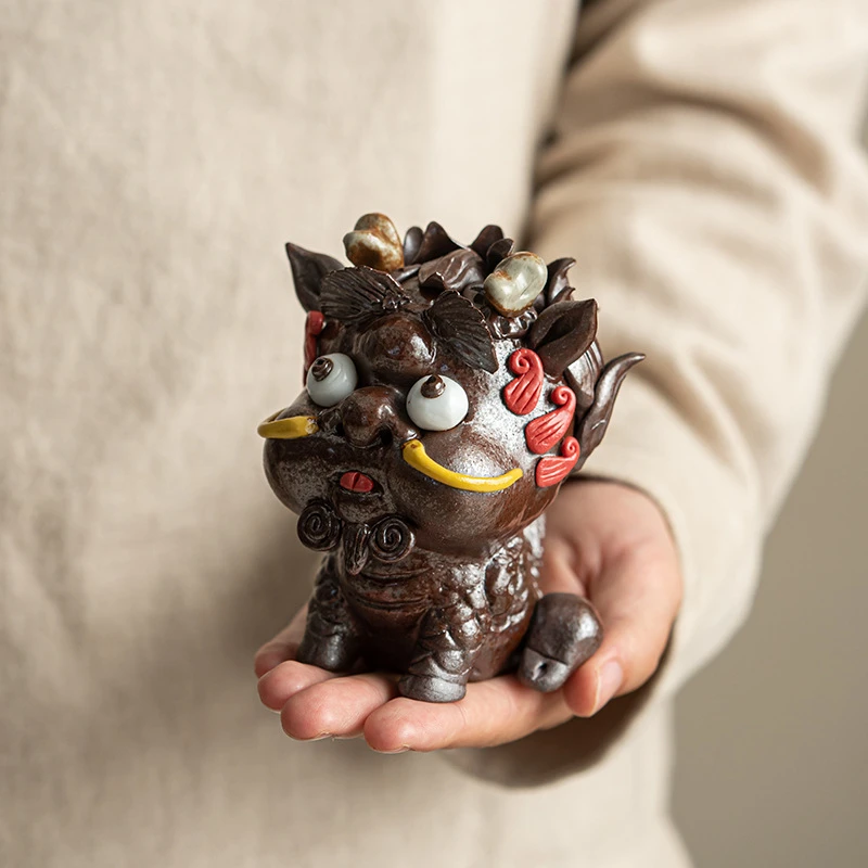 

Креативный чай Rui Beast Qilin для домашнего питомца, настольное украшение ручной работы, красивый изысканный керамический искусственный чай для игр, Новинка