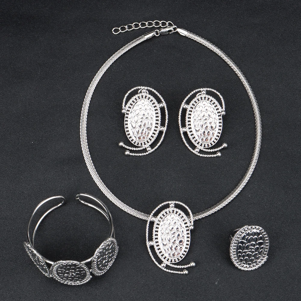 

Exquisite Dubai Jewelry Silver Plated Big Nigerian Wedding African Beads Jewelry Set Costume New Design Beetle Shape Jewelry