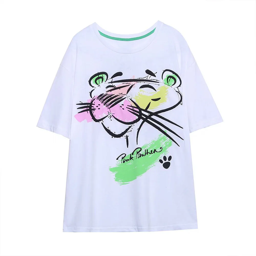 

DiYiG WOMAN Spring 2022 Fashion Animal Print T-Shirt Retro Casual Round Neck Short Sleeve Pullover Chic Ladies Top