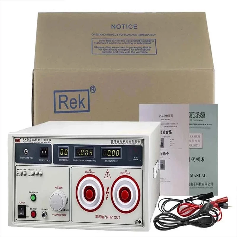 

Rek RK2674A AC/DC 10KV/20KV & AC 2/20mA DC 2/10mA Withstand ing Voltage Tester Pressure Hipot tester