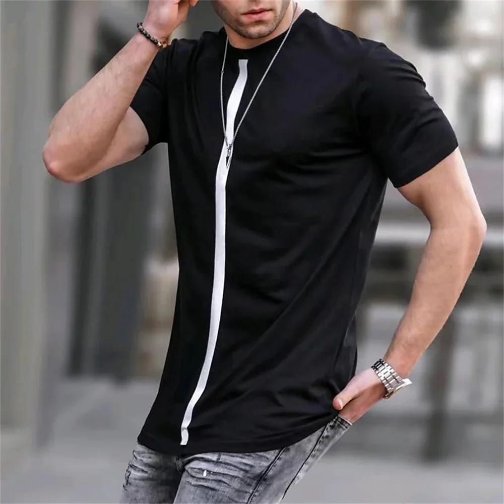 

New Summer Men'S T-Shirt Fashion Simple Stripe Print Top Casual Short Sleeve Street Wear Extra Large Men'S T-Shirt