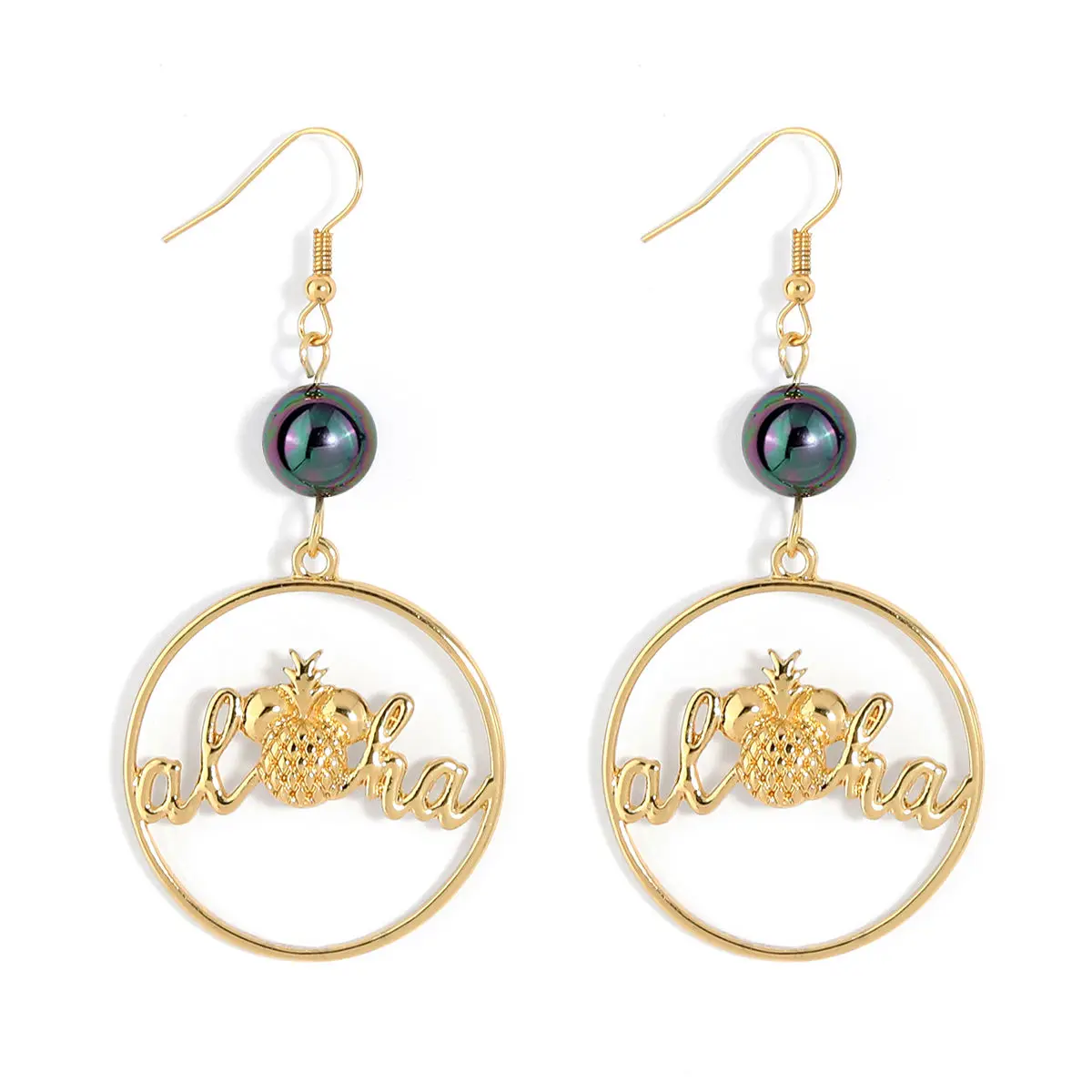 Гавайский дизайн Гамильтон позолоченные серьги из искусственной кожи с