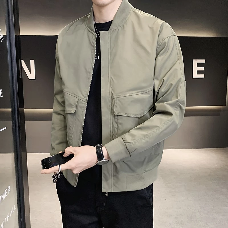 

2022 Newest Solid Autumn Men's Jackets Male Casual Zipper Jacket Men Casual Outerwear Streetwear Thin Cargo Outdoor Coats Q318