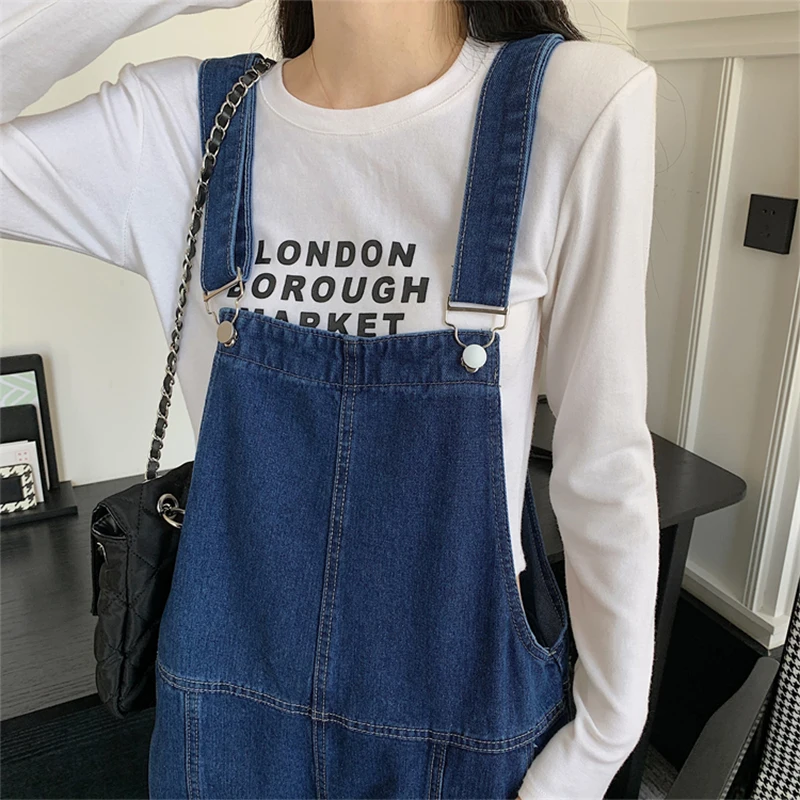 Jeans spring and summer 2023 new denim suspenders women's Korean version high waist large loose straight leg pants wide leg pant