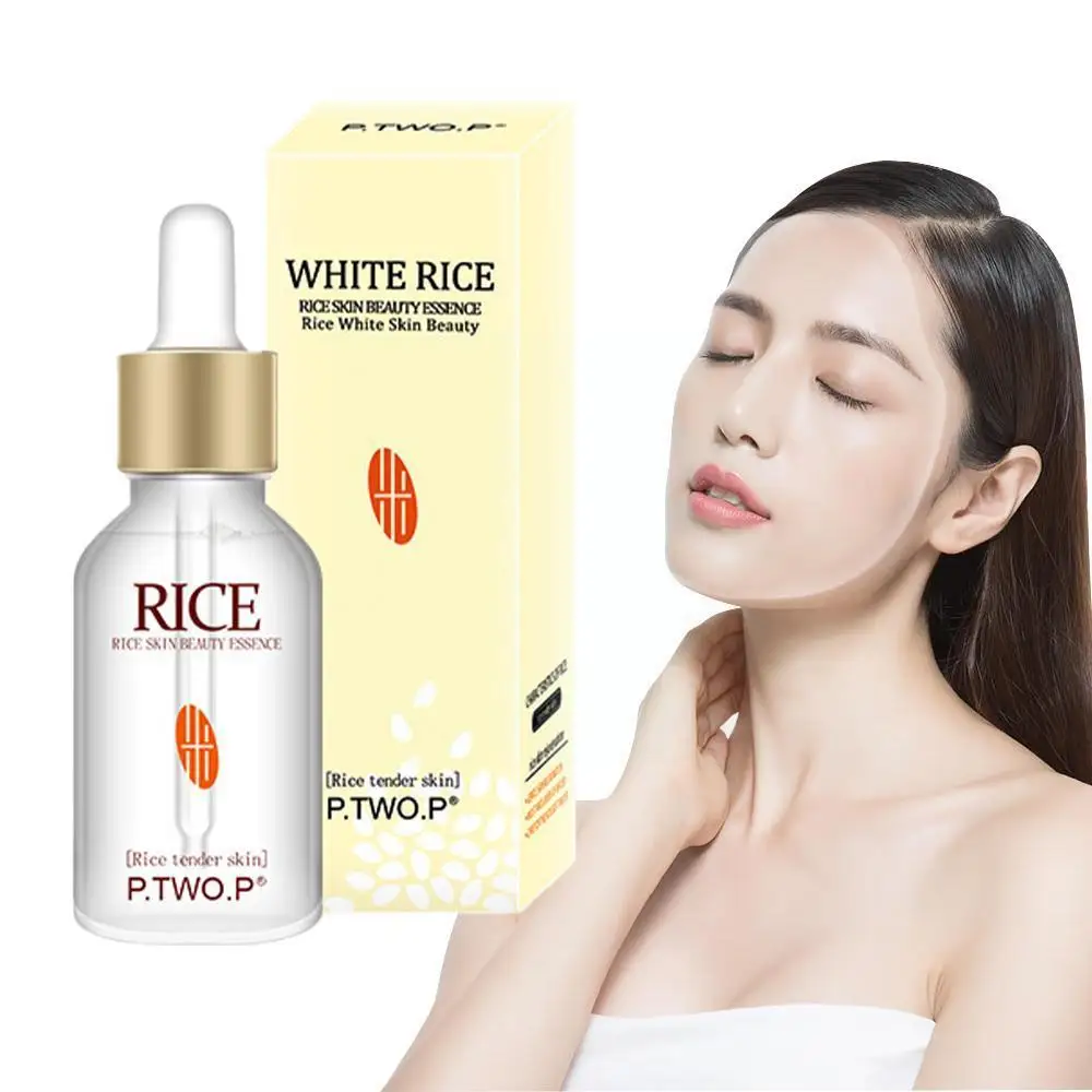 

15ml White Rice Whitening Serum Face Moisturizing Cream Shrink Pores Beauty Wrinkle Essence Care Skin Brighten Anti Aging A V6P2