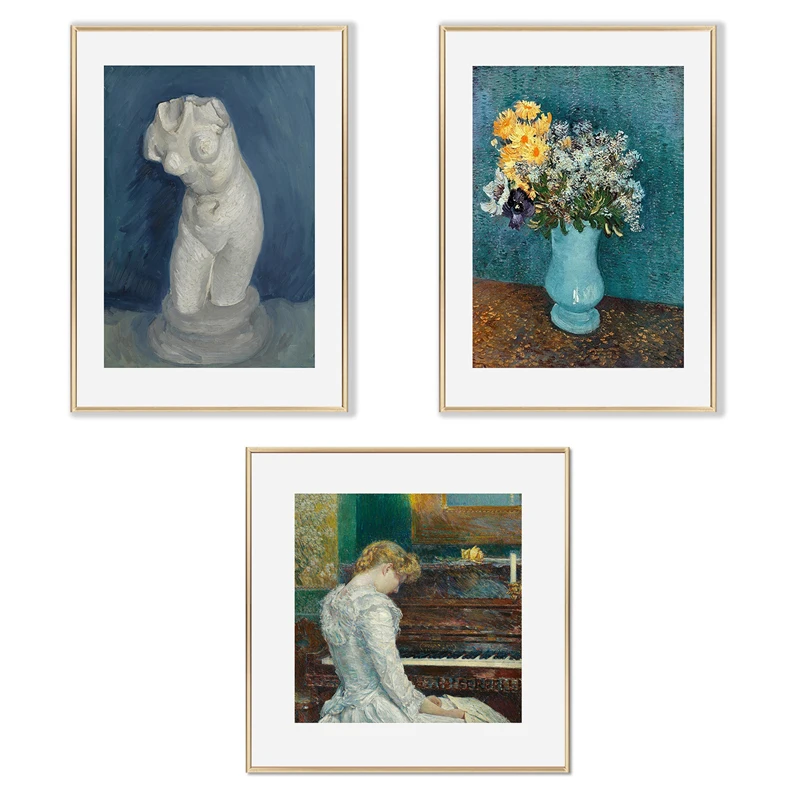 

Vintage Decorative Painting European Figures Statue Vase Wall Art Pictures Canvas Print Poster for Living Room Bedroom Gallery