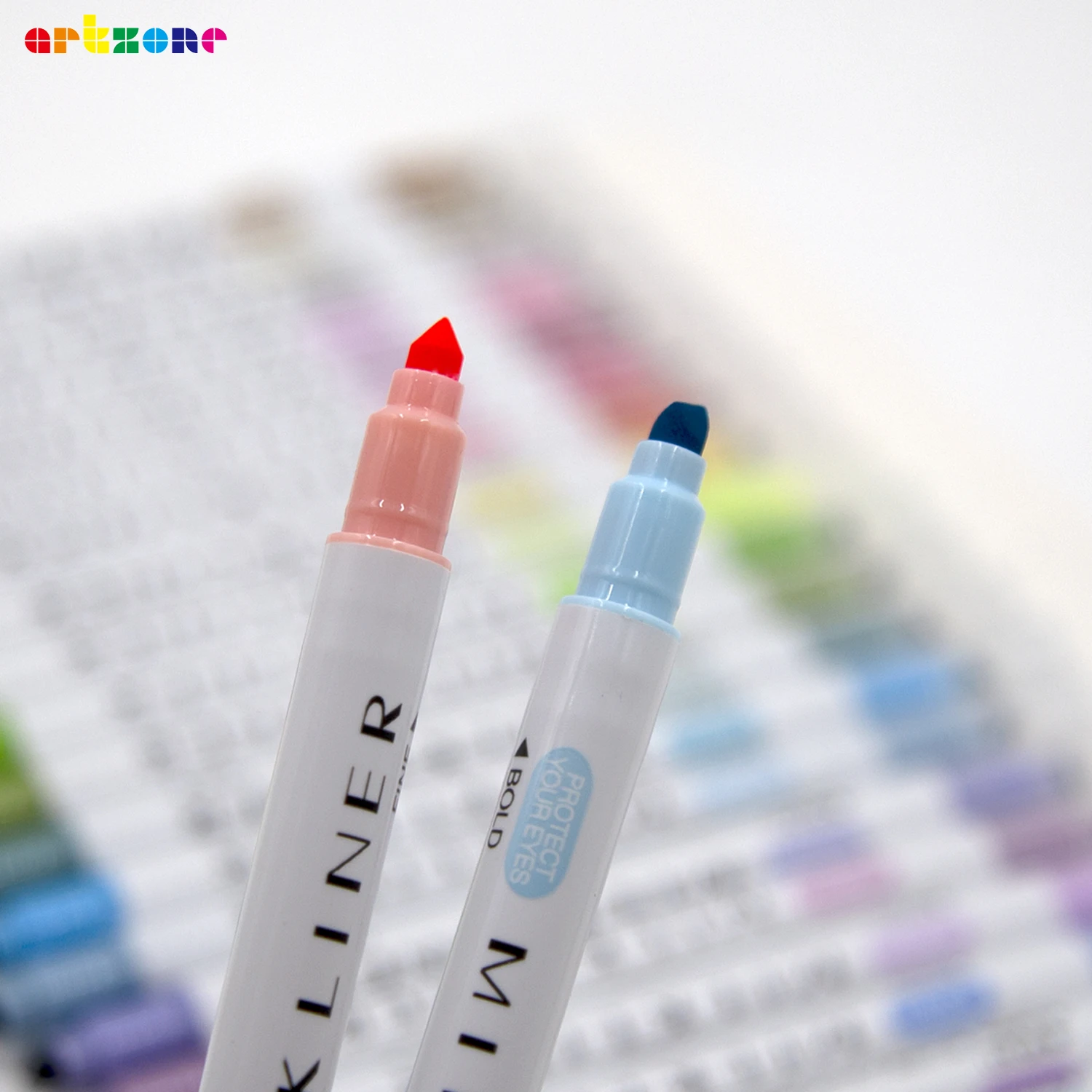 24Pcs Pastel Highlighter Set Eyecare Light Color Milkliner Text Marker Dual Tip Fluorescent Highlighters Pen for Office School - купить по
