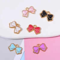 10pcs 1015mm cute enamel bow tie pendant jewelry making kawaii charm earring necklace bracelet pendant diy making accessories