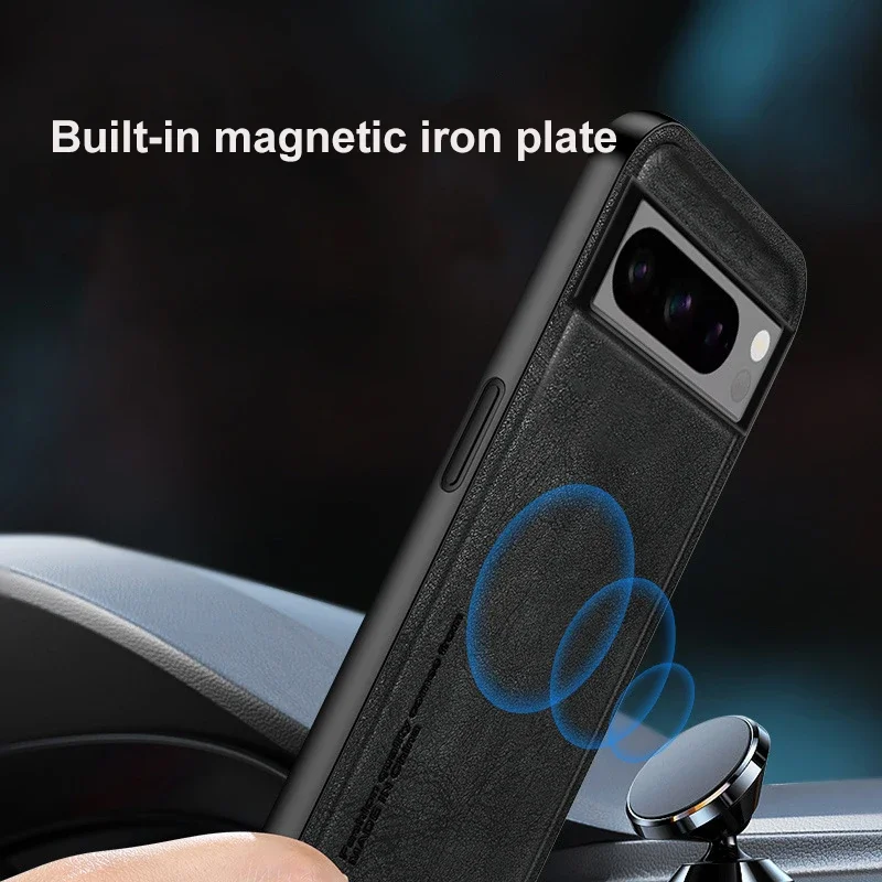 Магнитный чехол для Google Pixel 9 XL 8 7 Pro 8A 7A винтажный кожаный матовый мягкий