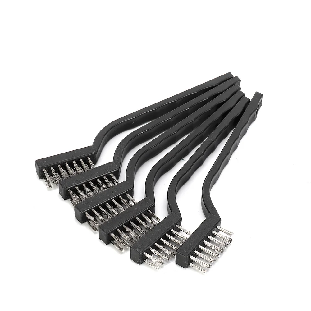 

6pcs Wire Brushes Black Cleaning Brush Detailing Finishing Grinding Polishing Sanding Stainless Steel Practical