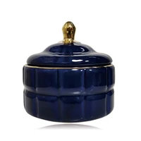 ceramic decorative blue sapphire aromatherapy candle jar cotton swab sugar tank can storage box jewelry sailing support