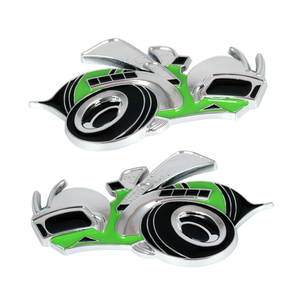 

2x Chrome Green Super Bee Logo Emblem Rumble Bee Car Body Fender Rear Trunk Badge for Ram 1500 2500 3500 Challenger Charger