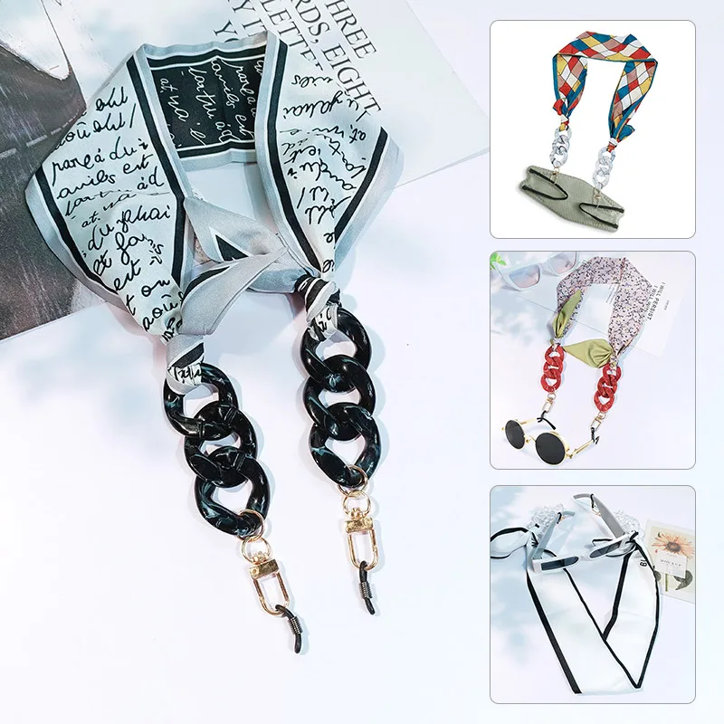 

Retro Silk Scarf Glasses Rope Anti-lost Wallet Chain Fashion Nylon Rope Windproof Mask Chain Neck Strap Glasses Accessories